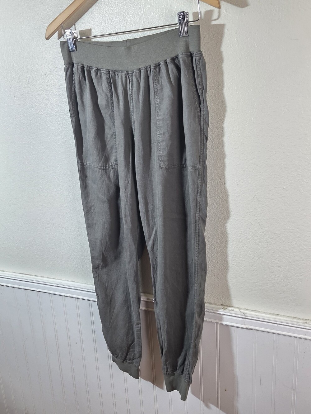 Faherty Womens Green Tencel Linen Blend Jogger Pants Size S Pull On Casual